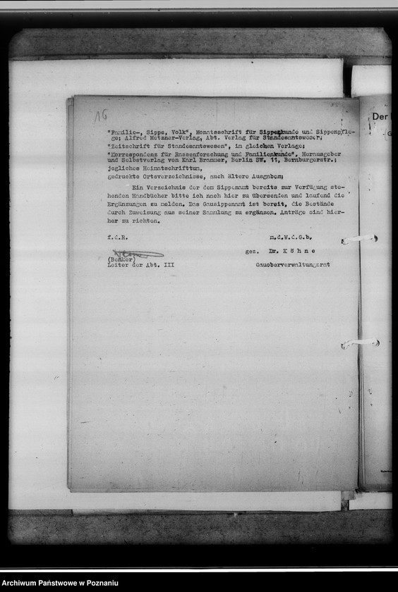 Obraz 20 z jednostki "Mittelungsblätter an die Kreissippenämter für das Geschäftsjahr 1943/44"