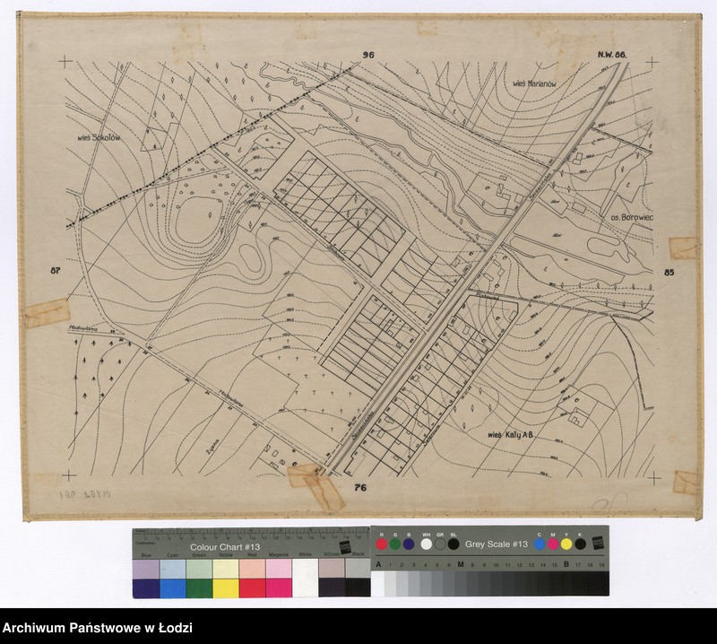 Obraz 1 z jednostki "Mapa sytuacyjno-wysokościowa Łodzi sekcja NW86 - ul.: Hodowlana, Skibowa, Szczecińska, Piskowiec, Selerowa, wsie: Marianów i Sokołów"