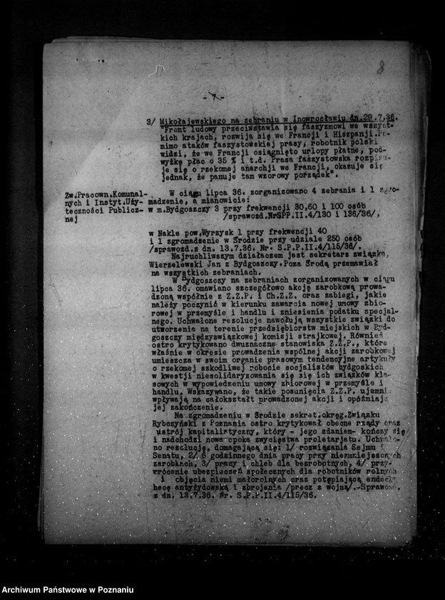 Obraz 12 z jednostki "Sprawozdania okresowe ze stanu bezpieczeństwa za miesiące lipiec-grudzień 1936 r. /nr 7-12/"