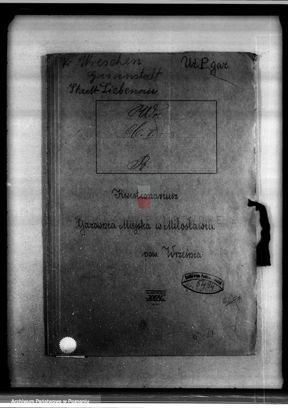 Obraz 4 z jednostki "Kwestionariusz Gazowni Miejskiej w Milosławiu powiat wrzesiński"