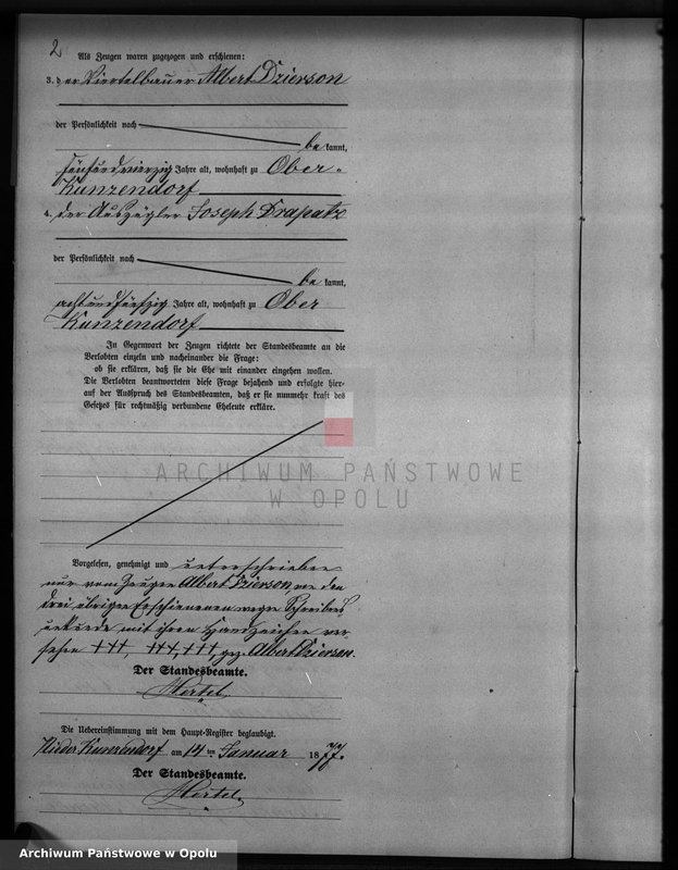 Obraz 5 z jednostki "Heiraths-Neben-Register Standesamts Kunzendorf pro 1877"