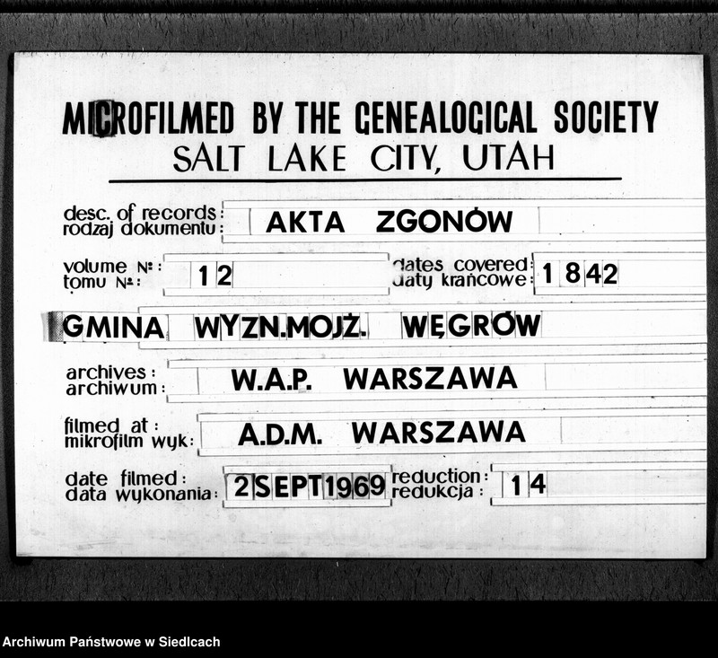 Obraz 1 z jednostki "Akta urodzeń, małżeństw, zgonów"