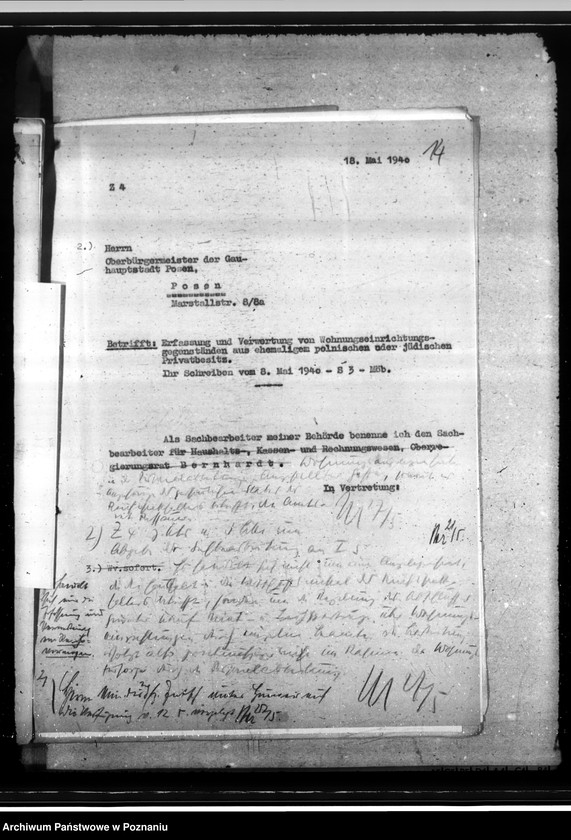 Obraz 18 z jednostki "Reichseigene Wohngebäude. Möbel in reichseigenen Wohnungen. Generalia"