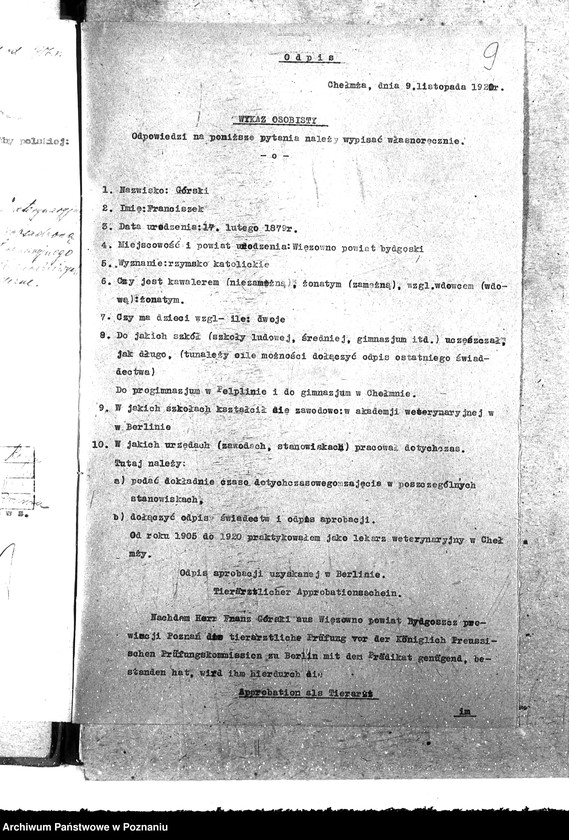 Obraz 13 z jednostki "Pow. lekarz Weterynaryjny Chełmno"