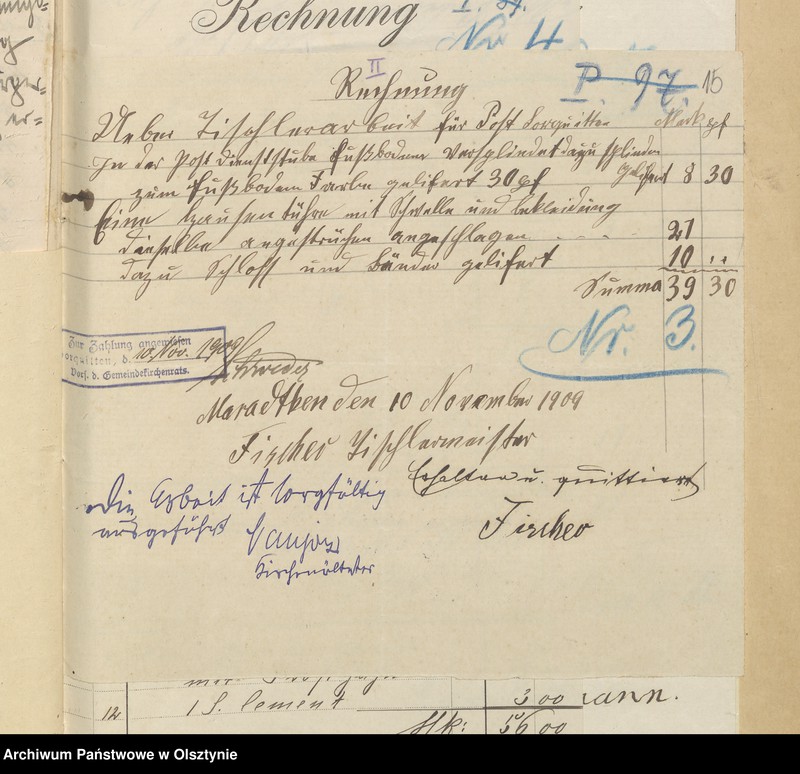 image.from.unit.number "Rehnung der Pfarrerwitwenkasse in Sorquitten"
