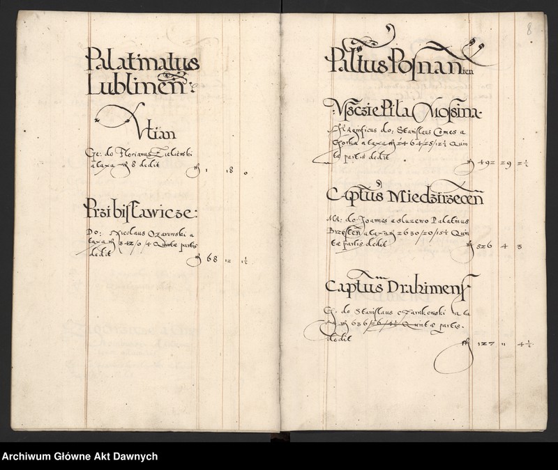 image.from.unit.number "Sumariusz pieniędzy i rejestr retenty piątej części z dochodów dóbr stołowych z terenów całej Rzeczpospolitej."