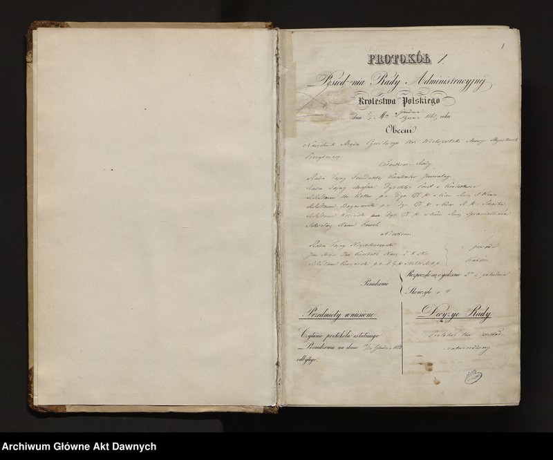 image.from.unit.number "[Protokoły posiedzeń Rady Administracyjnej Królestwa Polskiego, nr 1 - 20]."