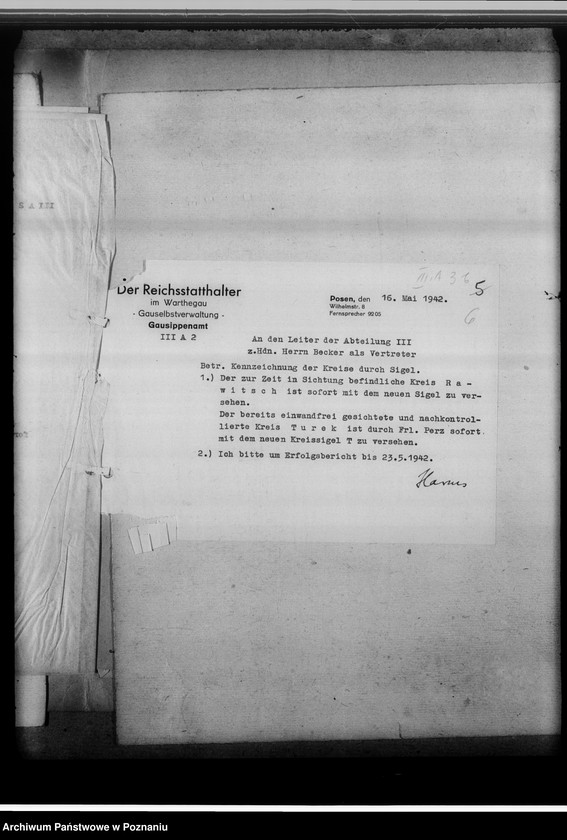 Obraz 10 z jednostki "Betrifft Kennzeichnung der Kreise durch Unterscheidungszeichen und Richtlinien für die Sichtung und Verzeichnung der Kirchenbücher"