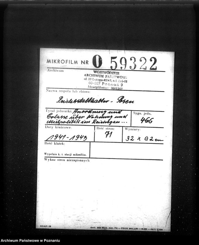 Obraz 2 z jednostki "Anordnung und Erlasse über Wohnung und Mietpolitik im Reichsgau Wartheland"