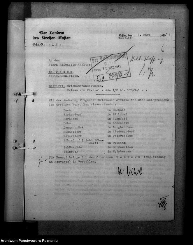 Obraz 10 z jednostki "Ortsnamenänderung Kreis Kosten - Kościan"