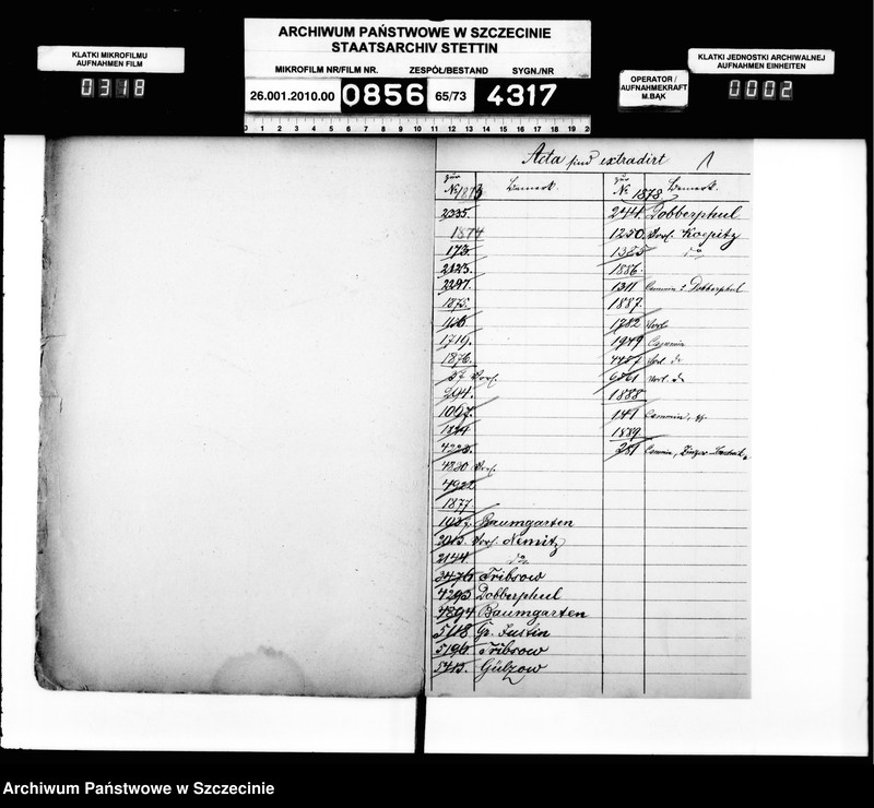 Obraz 3 z jednostki "Kontrolle über die Anstellung der Geistlichen in Folge des Gesetzes vom 11. Mai 1873 im Kreise Cammin"