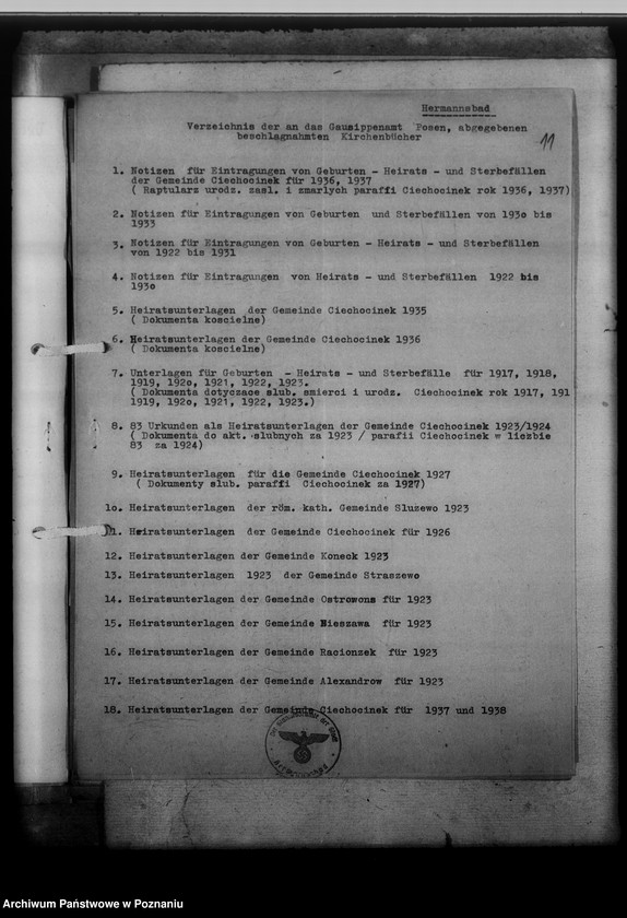 Obraz 16 z jednostki "Einziehungsprotokolle [ksiąg kościelnych] Kreis Hermannsbad [Ciechocinek powiat Aleksandrów Kujawski, województwo bydgoskie]"