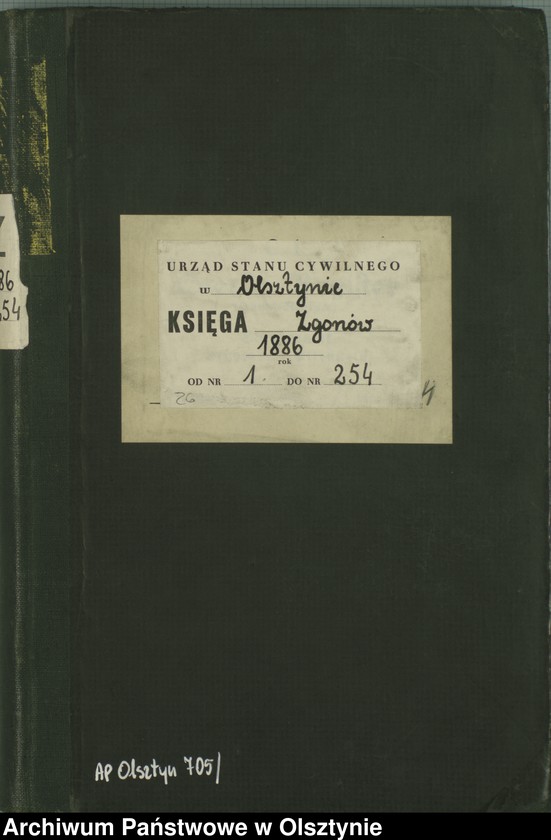 image.from.unit.number "Sterbe-Haupt-Register Tom I, Nr 1 - 254"