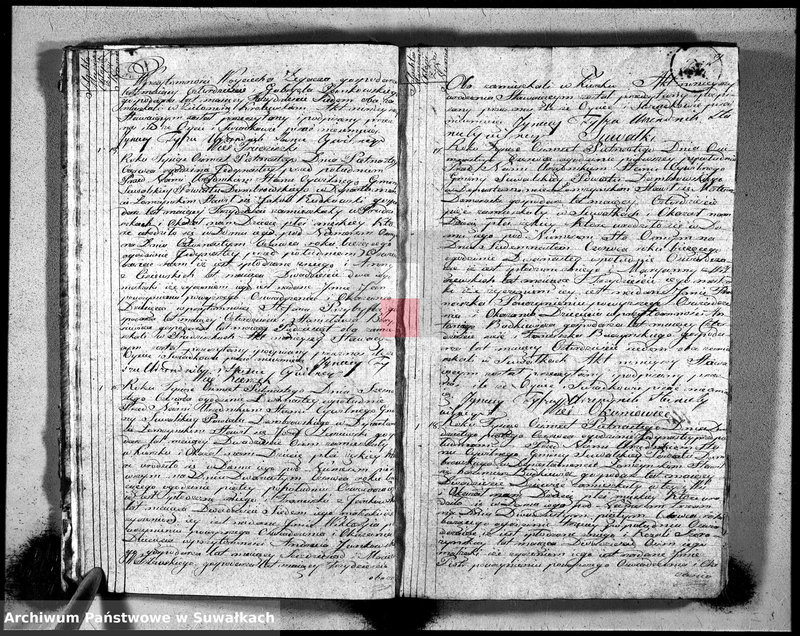 image.from.unit.number "Księga aktu urodzonych gminy suwalskiey, powiatu dąbrowskiego w departamencie łomżyńskim od dnia 1 maja 1815 do 1 maja 1816"