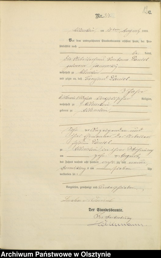 image.from.unit.number "Sterbe-=Haupt-Register Tom II,Nr 303 - 470"