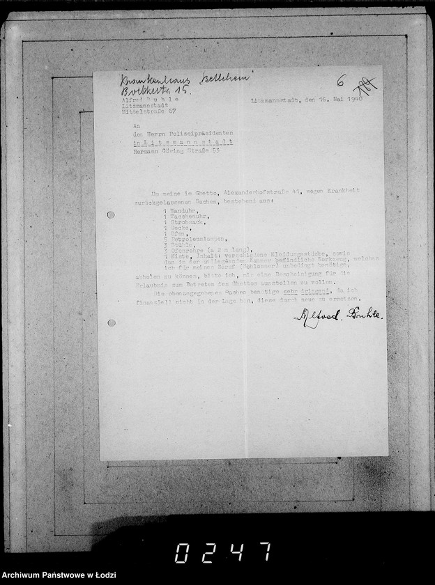 Obraz 10 z jednostki "161-195 [Wnioski ludności nieżydowskiej wysiedlonej z Getta o zwrot rzeczy pozostawionych w dawnym miejscu zamieszkania]"