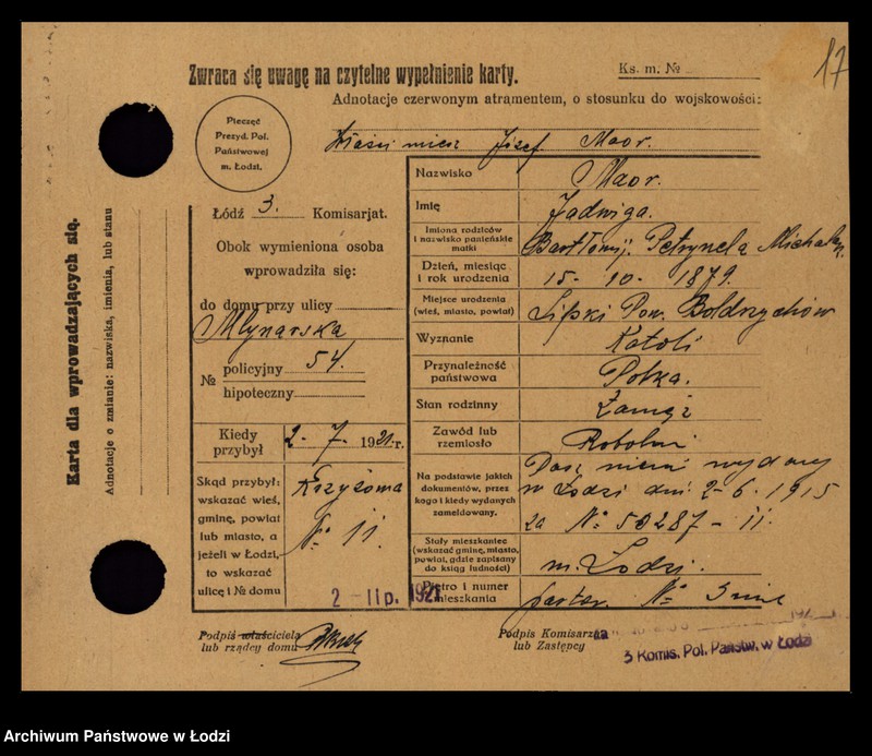 Obraz 19 z jednostki "[Spis ludności Łodzi] Marteńka - Marciniak"