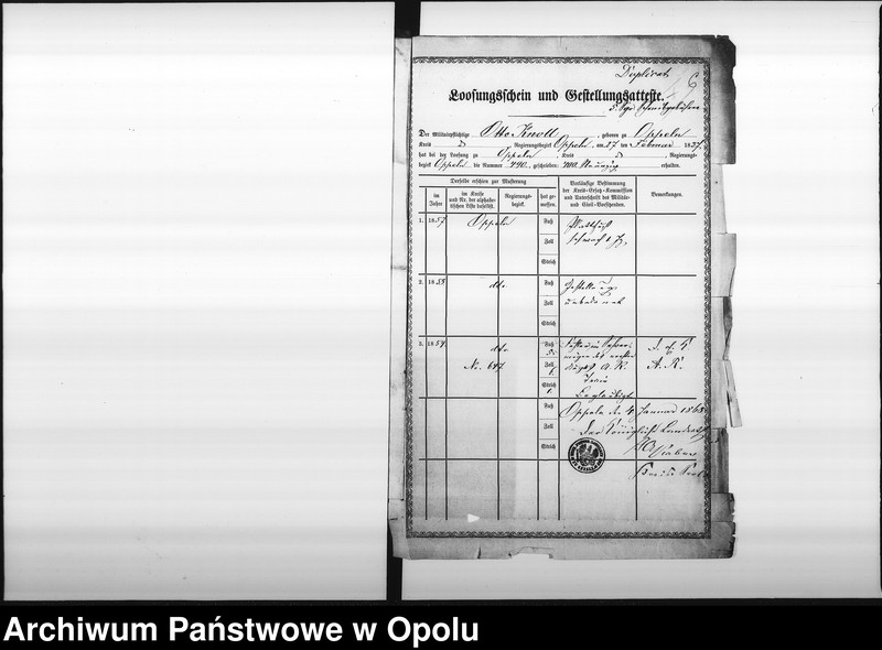 image.from.unit.number "Acta des Magistrats zu Oppeln betreffend die Anstellung des Schornsteinfegermeister Otto Knoll für den Oder - und Königs-Bezirk"