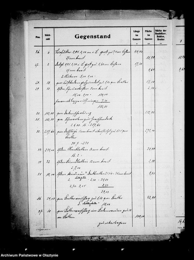 image.from.unit.number "Kosten- Anschlag zum Neubau eines Insthauses auf dem Pachtgute Serwillen, Kr. Rastenburg."