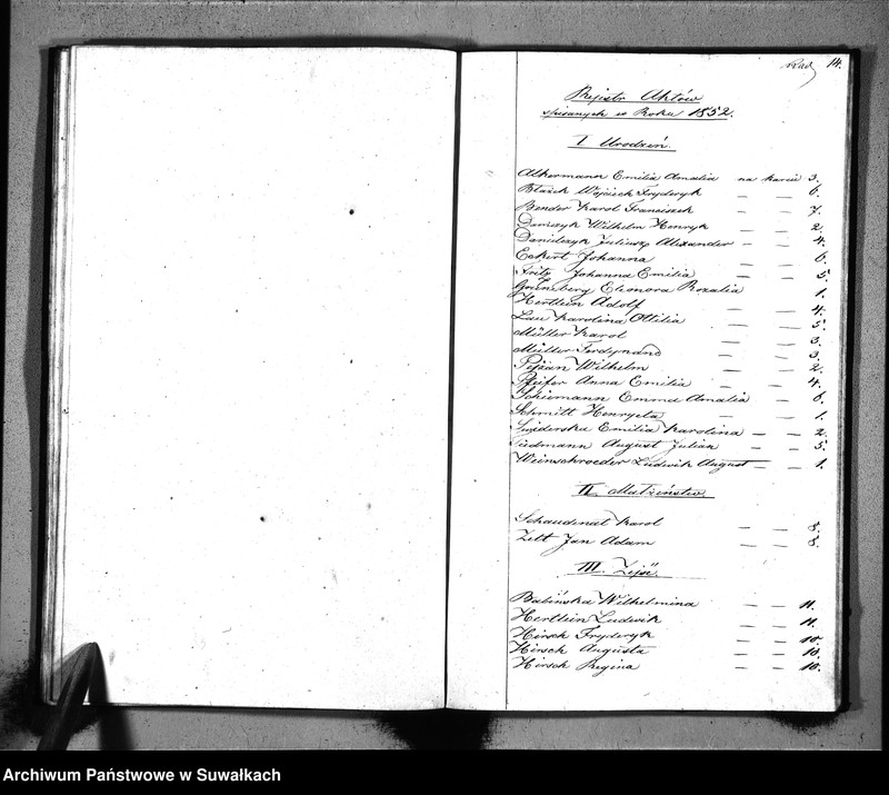 image.from.unit.number "Duplikat Aktów Stanu Cywilnego Urodziń, Małżeństw i Zejść Parafii Ewangelicko-Reformowanej Serejskiej na rok 1852"