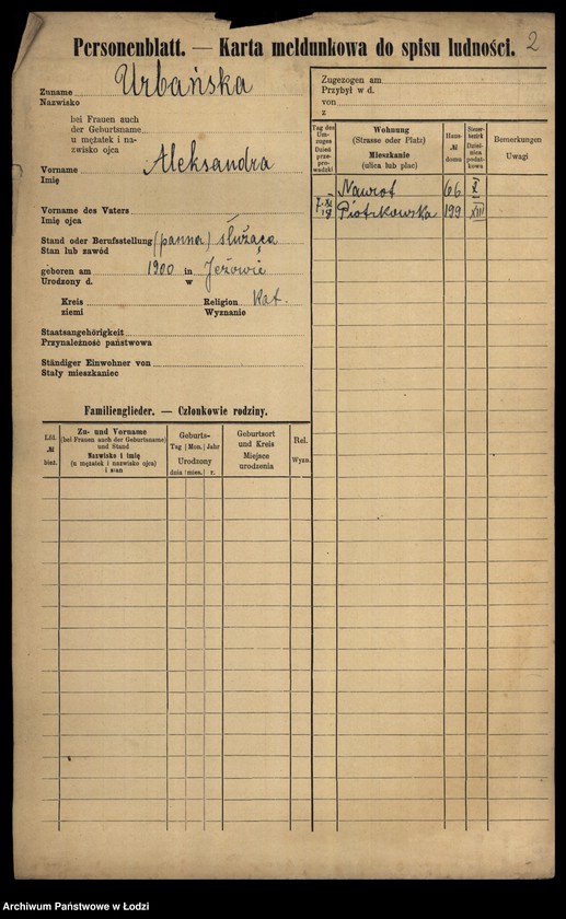 Obraz 4 z jednostki "[Spis ludności Łodzi] Urbańska - Użniak"