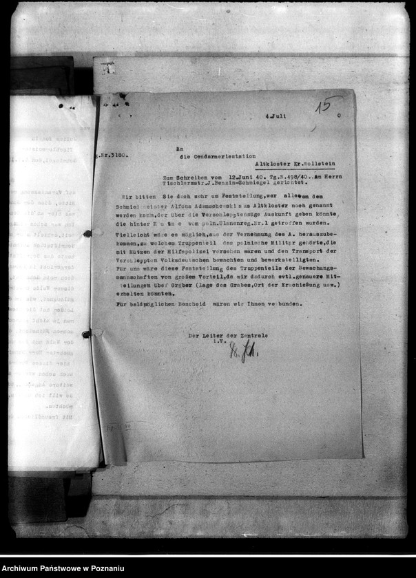 Obraz 20 z jednostki "Korespondencja w sprawie miejscowych Niemców, którzy zginęli w 1939 roku A - J"