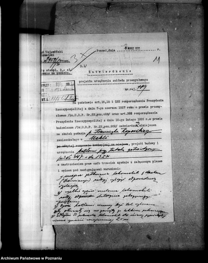 Obraz 17 z jednostki "Zatwierdzenie projektu zakładu przemysłowego /urządzenia kotłowni przy tartaku nr 489/ Fr. Koperskiego w Nekli powiat średzki/"