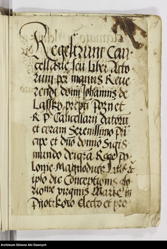 image.from.unit.number ""Regestrum cancellarie seu liber actorum per manus rev-di d-ni Johannis de Lasko - - cancellarii datorum - - "."