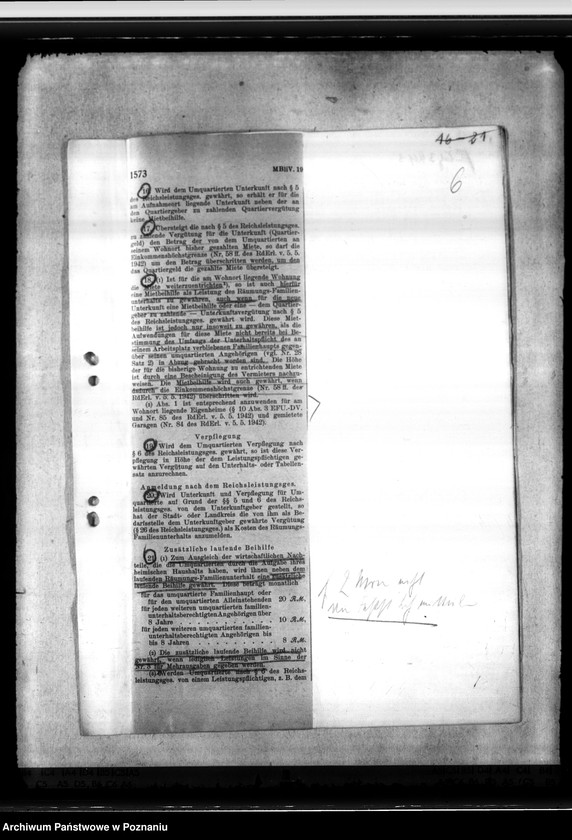 Obraz 10 z jednostki "Räumungs - Familienunterhalt. Sonderunterstützung für Polen. Umquartierung wegen Luftgeführdung"