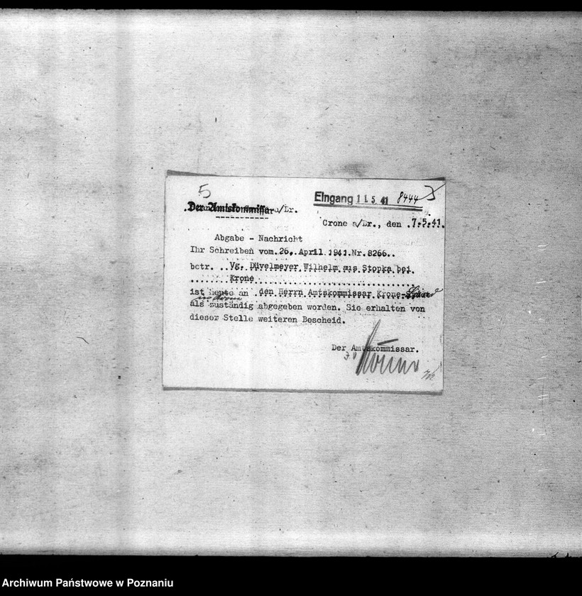 Obraz 9 z jednostki "Amtsbezirk Krone (powiat Bydgoszcz). Zgłoszenia zmarłych i zaginionych miejscowych Niemców w 1939 roku"