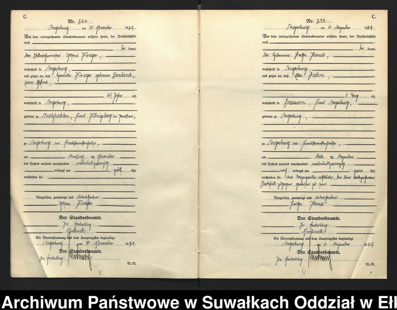 image.from.unit.number "[Sterbe = Register (Neben = Register) Standesamt Angerburg einschl. der Standesamtsbezirk Gross Strengeln, Kehlen und Prinowen] No 228 bis 248"