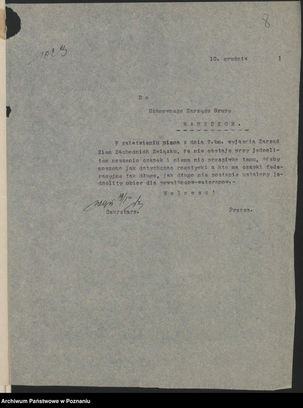 Obraz 10 z jednostki "Kaszczor, powiat Wolsztyn - akta koła."