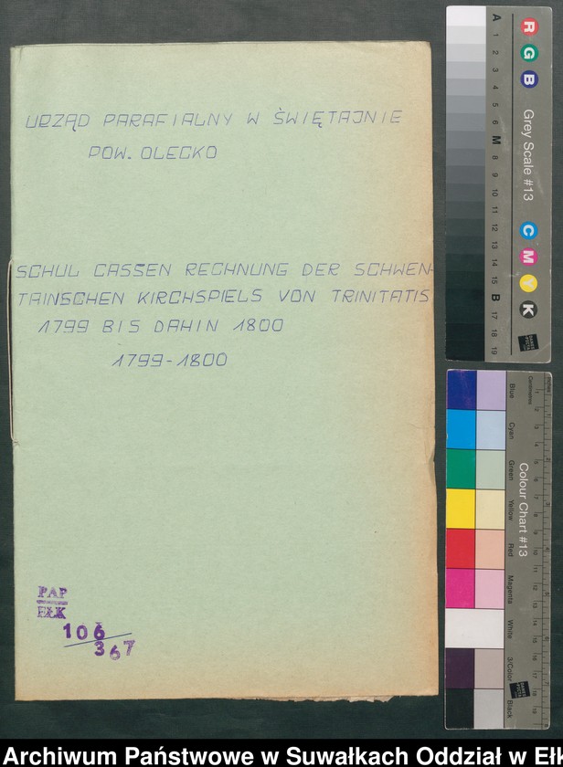 image.from.unit.number "Schul Cassen Rechnung der Schwentainenschen Kirchspiels von Trinitatis 1799 bis dahin 1800"