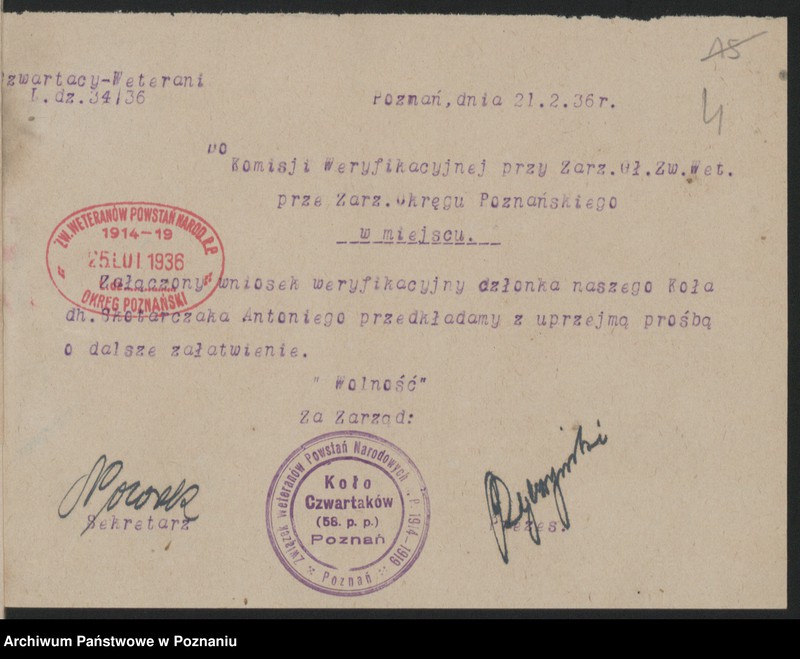 Obraz 6 z jednostki "Poznań - koło czwartaków - akta koła."