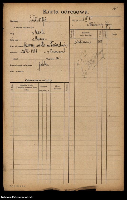 Obraz 17 z jednostki "[Spis ludności Łodzi] Lange - Langner"