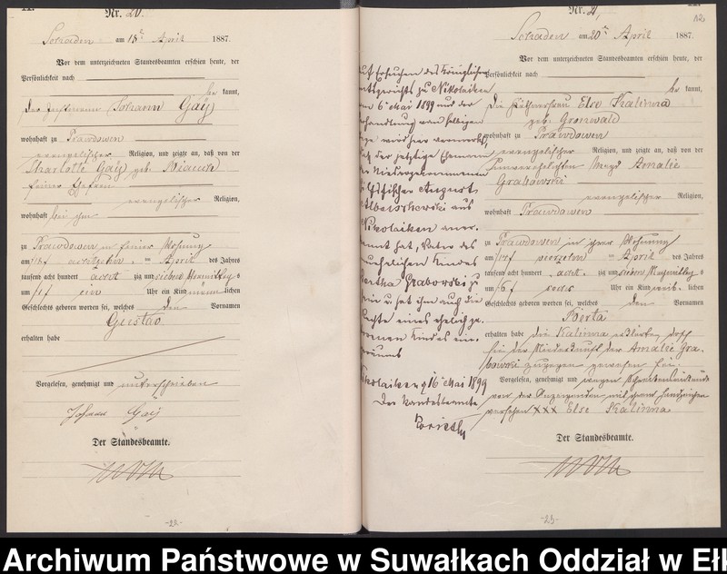image.from.unit.number "Geburts-Haupt-Register des Königlich Preussischen Standes-Amtes Schaden Kreis Sensburg"