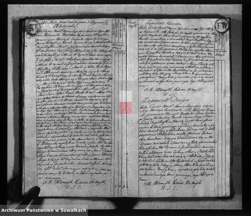 Obraz 18 z jednostki "Akta zaślubionych gminy wiżańskiey obwodu seyneńskiego, w województwie augustowskim od dnia 1-go stycznia do dnia ostatniego miesiąca grudnia 1818 roku"