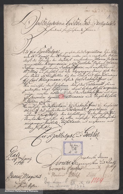 Obraz 2 z jednostki "Rekwizycja władz miasta Kłodzko (Unruhstadt) w sprawie zmian terminów jarmarków w 1795, 1796, 1798, 1799; język niemiecki"