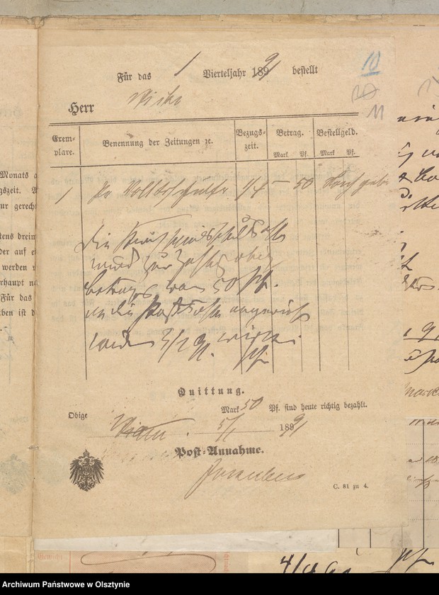 image.from.unit.number "Einnahme und Ausgabe Beläge der Kirchspiels Schulkasse in Widminnen"