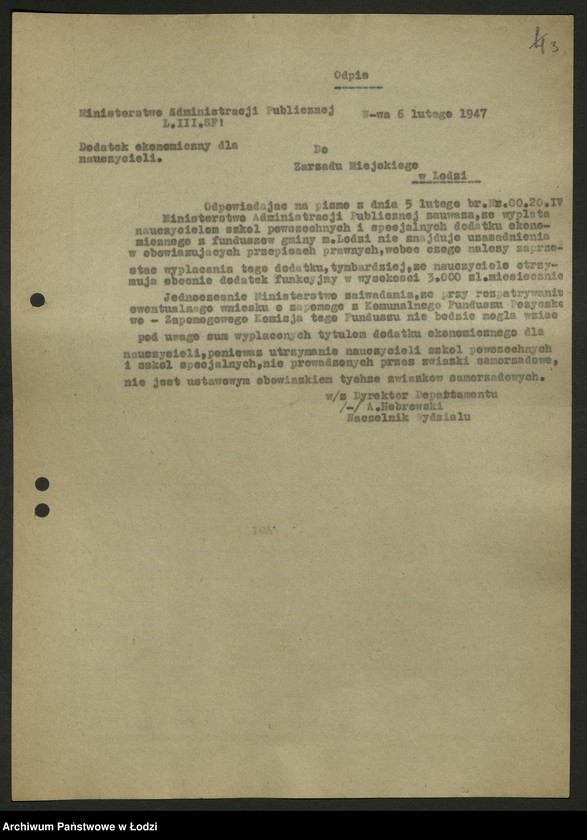 Obraz 4 z jednostki "Korespondencja [z Zarządem Miejskim; budżety, teksty przemówień]"