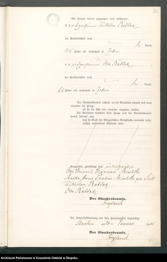 Obraz z jednostki "Heirats- Register Standesamt Zettin [Cetyń]"