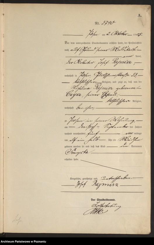 Obraz 11 z jednostki "Księga miejscowa urodzeń tom VIII"