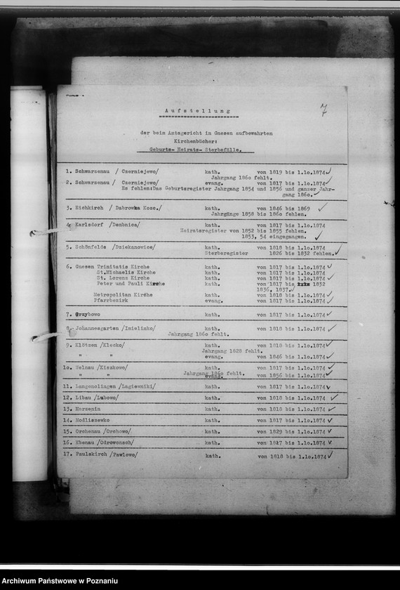 Obraz 11 z jednostki "Schriftwechsel mit den Amtsgerichten [korespondencja w sprawie ksiąg kościelnych, nazwy powiatów od A - L]"