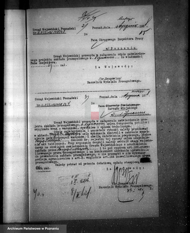 Obraz 19 z jednostki "Zatwierdzenie zakładu przemysłowego / warsztatu mechanicznego części rowerowych/ Firmy Andrzeja Krawczyka w Poznaniu"