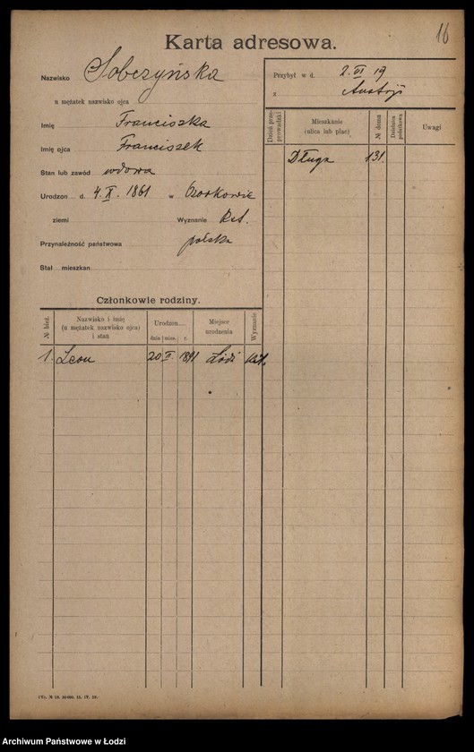 Obraz 18 z jednostki "[Spis ludności Łodzi] Sobczewska-Sobkowski"