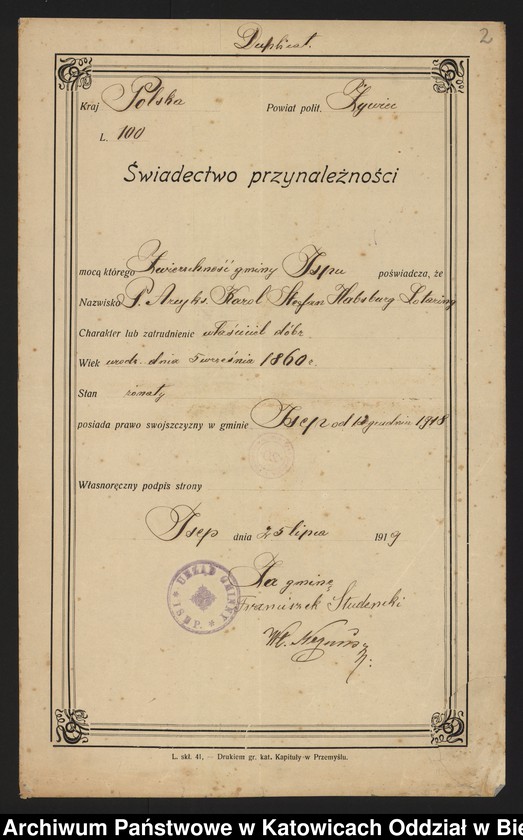 Obraz z jednostki "[Starania Karola Stefana Habsburga o uzyskanie obywatelstwa polskiego]"