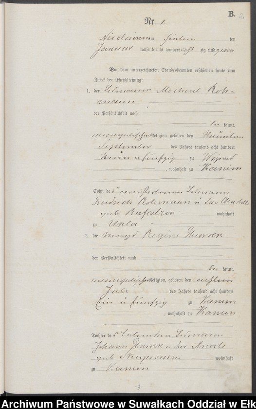 image.from.unit.number "Heiraths-Haupt-Register des Königlich Preussischen Standes-Amtes Forstrevier Nicolaiken Kreis Sensburg für das Jahr 1882[do 1884]"