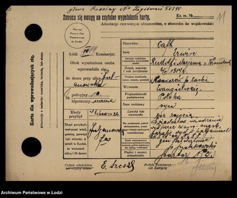 Obraz 13 z jednostki "[Spis ludności Łodzi] Zajdel - Zajderman"