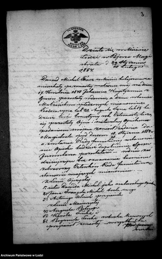 Obraz 7 z jednostki "Akta tyczące się ustanowienia opieki nad nieletnimi po zmarłej Johannie Krystianie z Gorssów Michel"