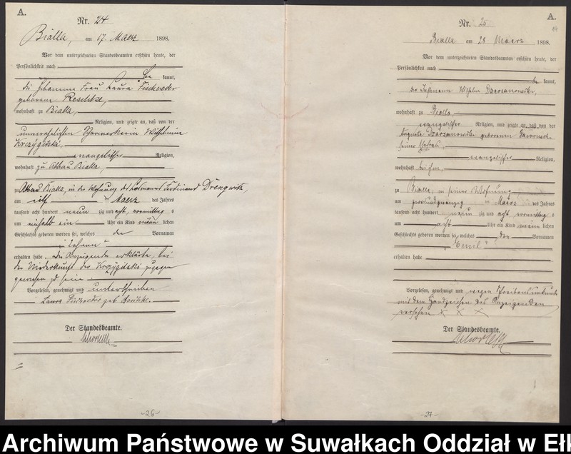 image.from.unit.number "Geburts-Haupt-Register des Königlichen Preussischen Standes-Amtes Bialla Kreis Johannisburg"